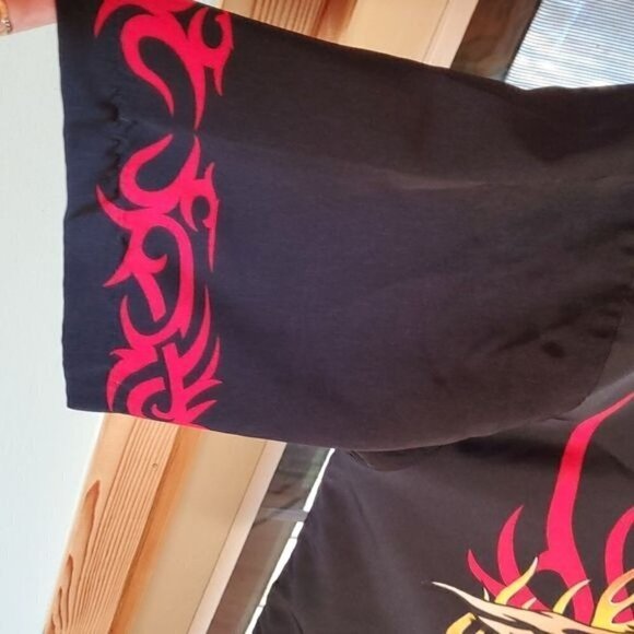 Dragonfly Clothing Co. Fire Eagle‎ Skull Motor Buttondown Short Slv Sz XL Shirt - Picture 6 of 12